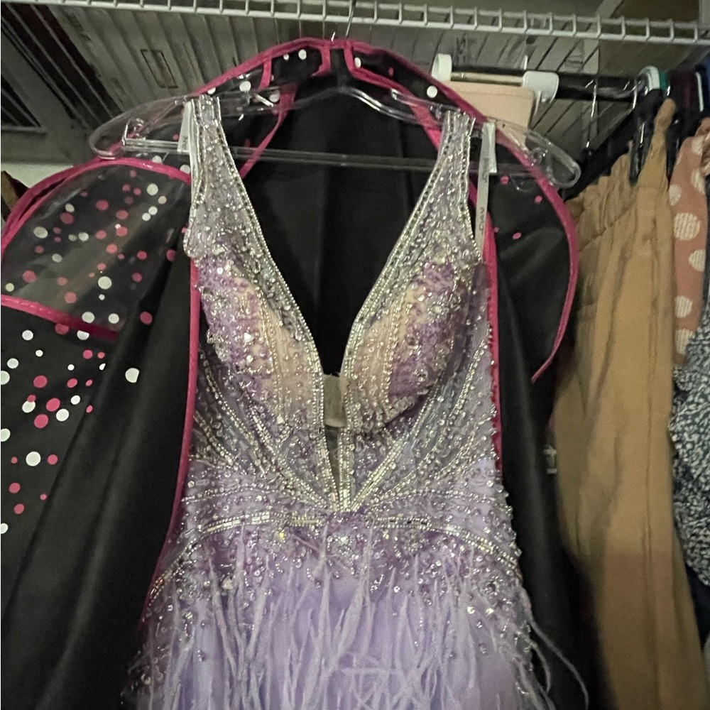 Jovani Lavender Beaded Prom Dress